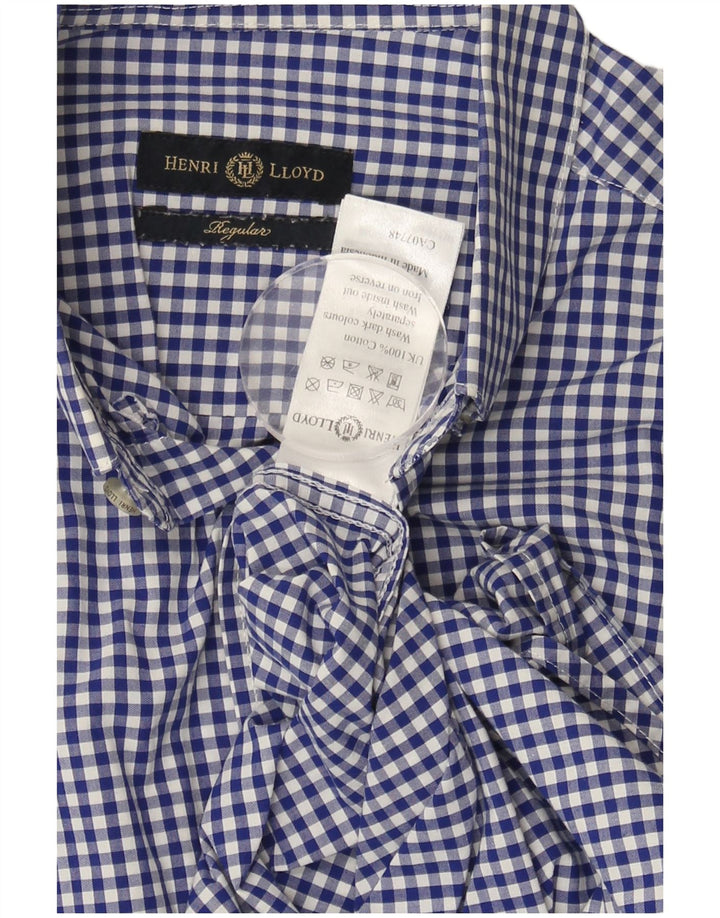 HENRI LLOYD Mens Regular Fit Shirt Small Blue Gingham Cotton