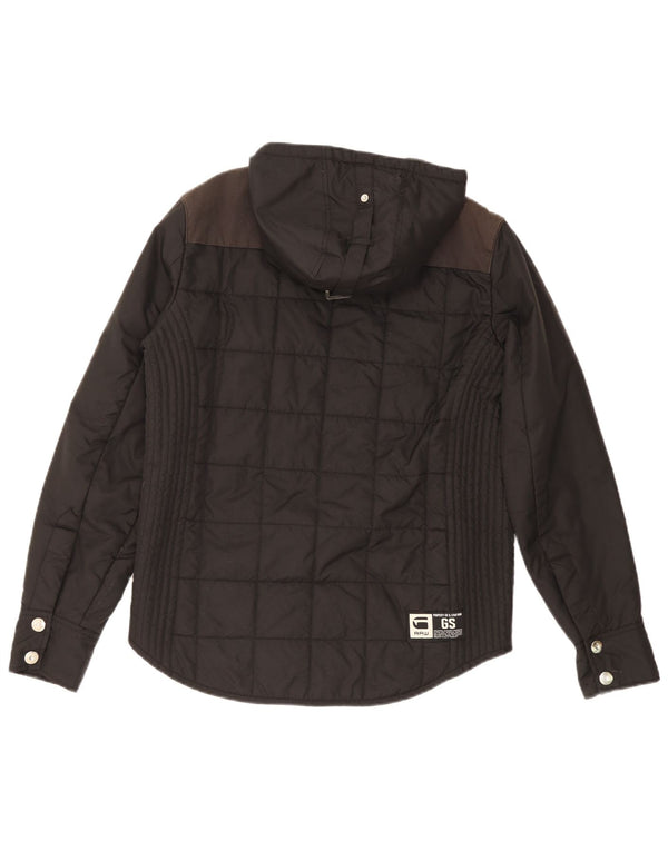 G-STAR Mens Graphic Hooded Padded Jacket UK 40 Large Black Colourblock