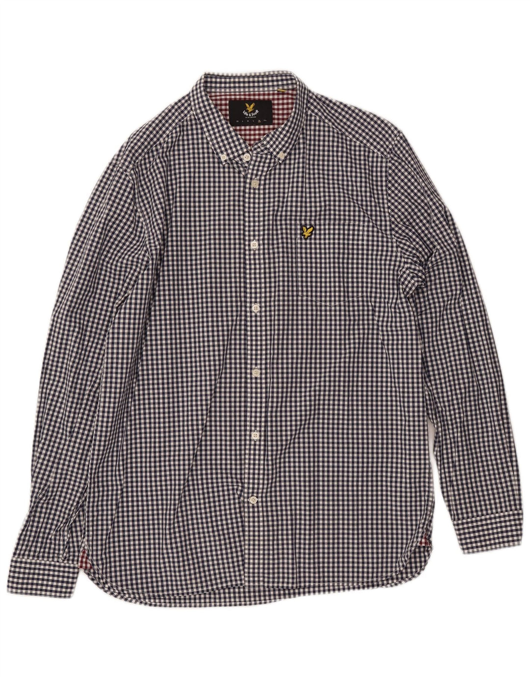 LYLE & SCOTT Mens Shirt XL Navy Blue Gingham Cotton