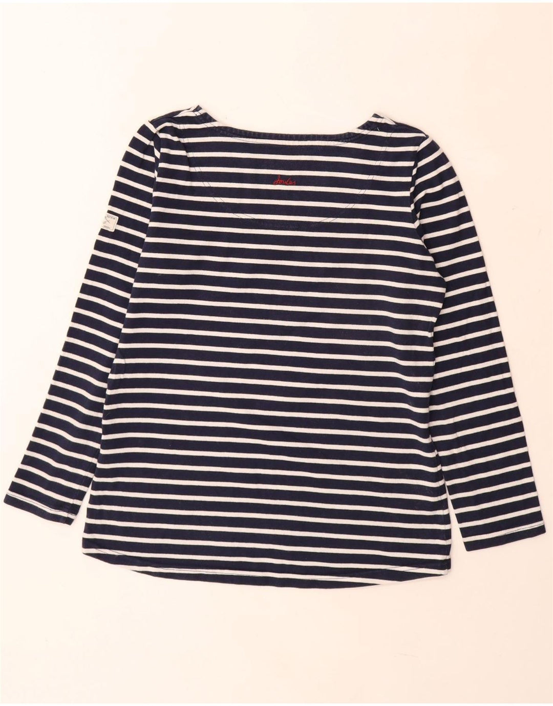 JOULES Womens Top Long Sleeve UK 12 Medium Navy Blue Striped Cotton