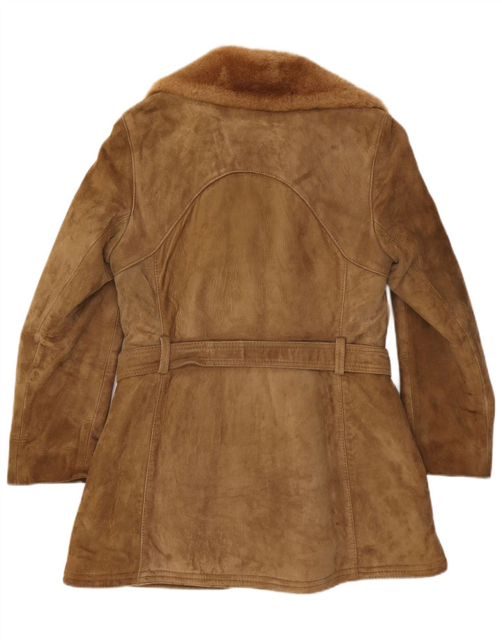 Vintage Womens Shearling Coat UK 12 Medium Beige
