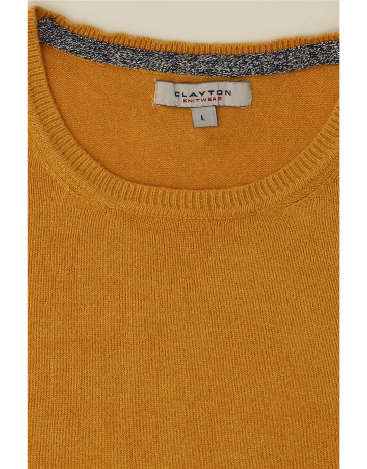 CLAYTON Womens Crew Neck Jumper Sweater UK 16 Large Yellow Vintage Clayton and Second-Hand Clayton from Messina Hembry 