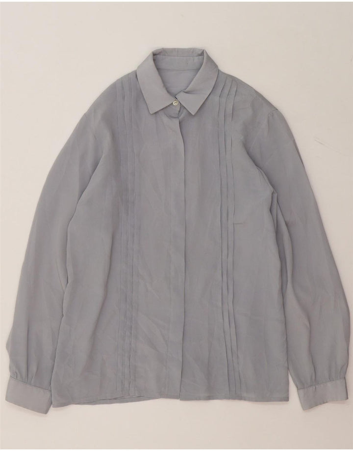 VINTAGE Womens Shirt Blouse UK 16 Large Grey Vintage Vintage and Second-Hand Vintage from Messina Hembry 