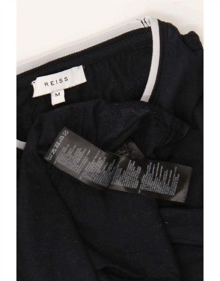 Reiss Mens Short Sleeve Regular T-Shirt Top Medium Black Cotton
