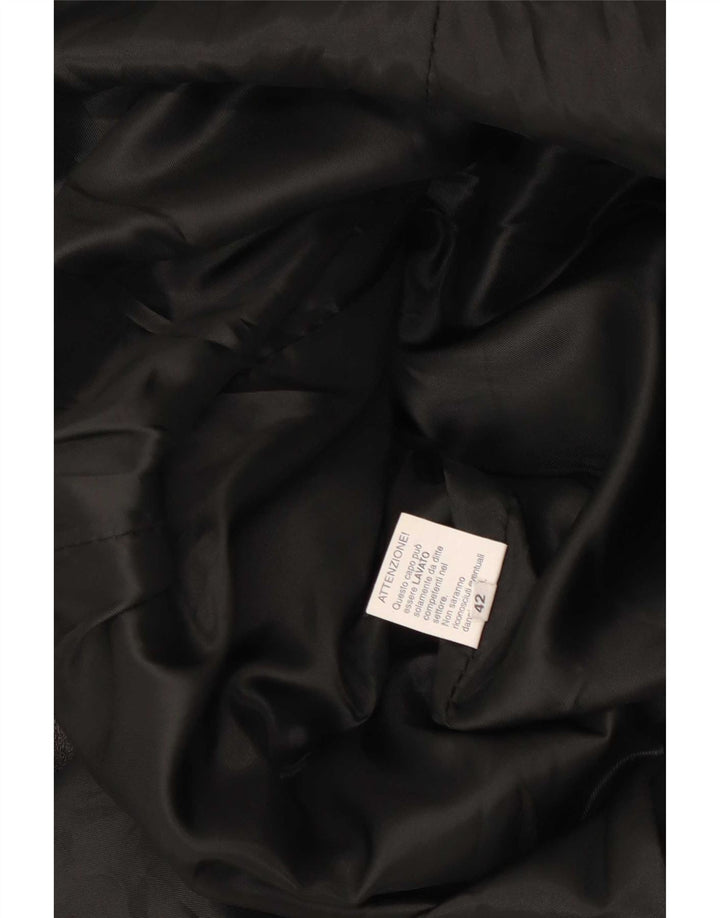 Vintage Womens Leather Coat IT 42 Medium Black