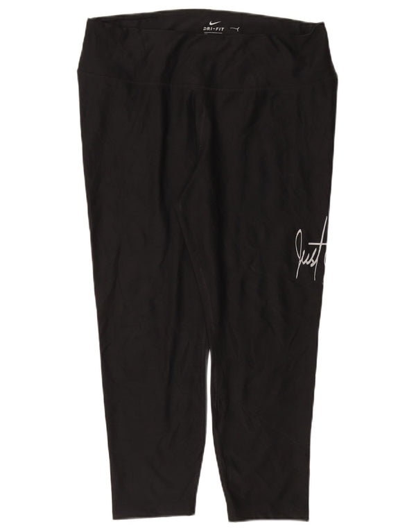 NIKE Womens Dri Fit Graphic Capri Leggings UK 18 XL  Black Polyester