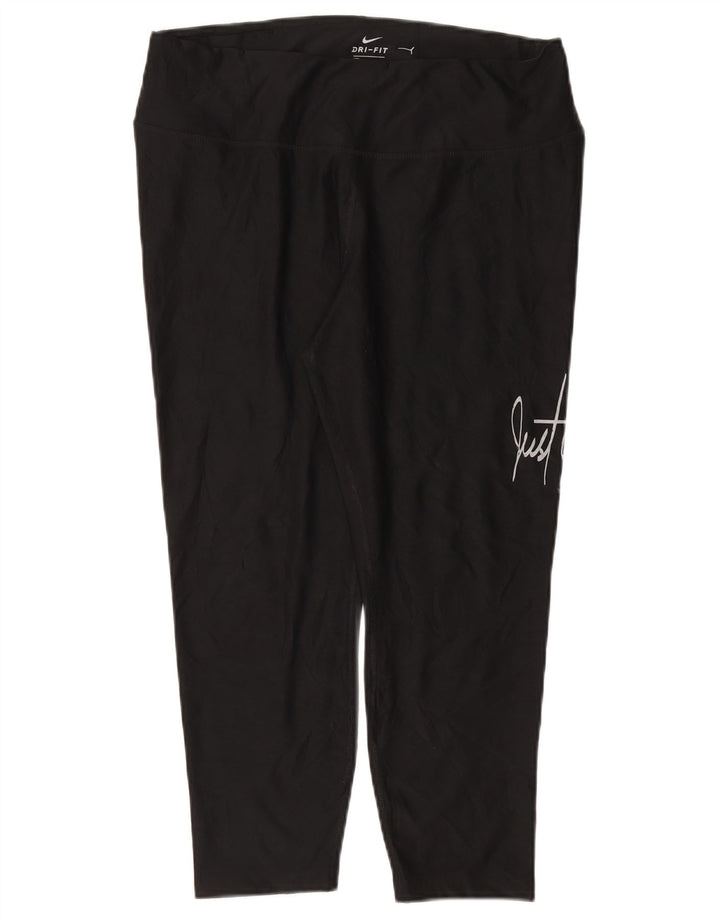 NIKE Womens Dri Fit Graphic Capri Leggings UK 18 XL  Black Polyester