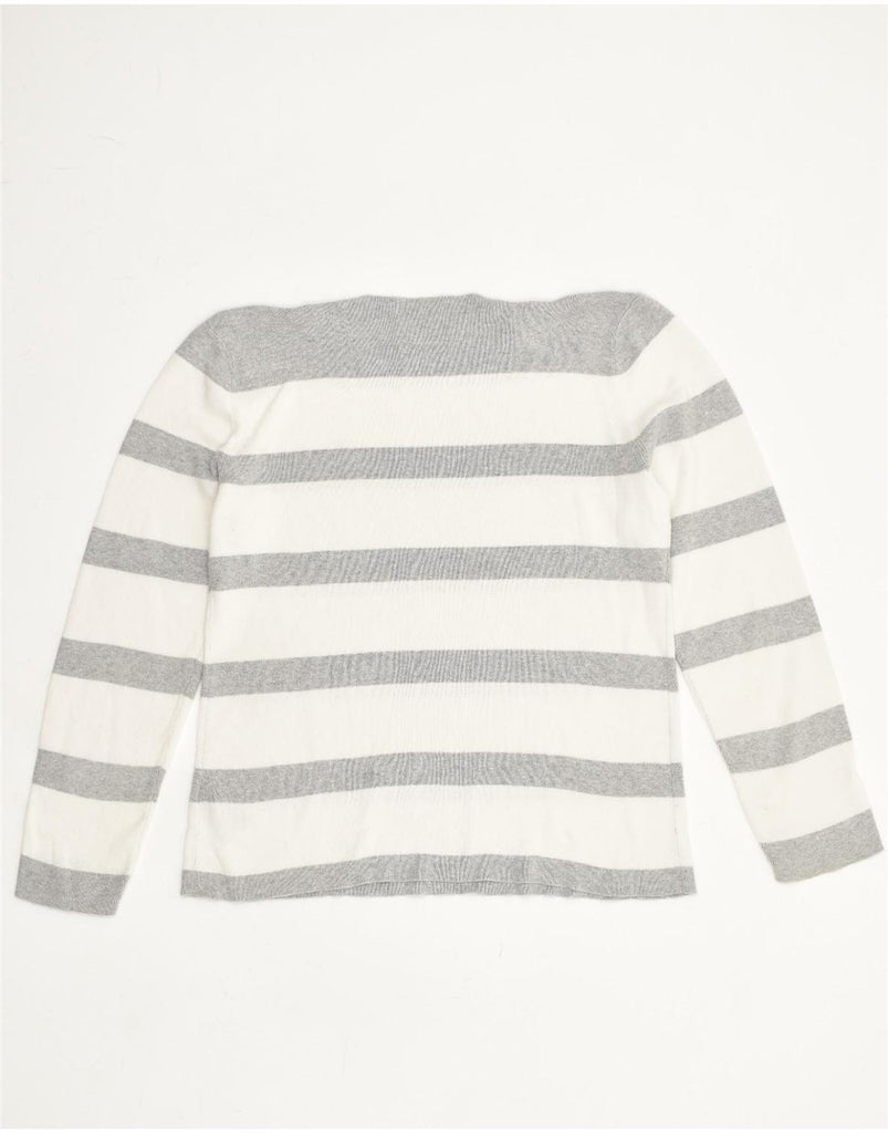 TOMMY HILFIGER Womens Boat Neck Jumper Sweater UK 18 XL Grey Striped | Vintage Tommy Hilfiger | Thrift | Second-Hand Tommy Hilfiger | Used Clothing | Messina Hembry 