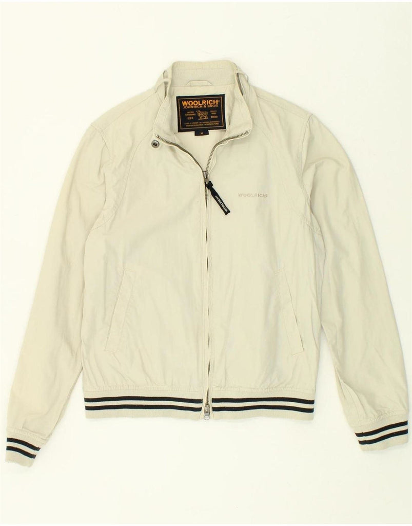 WOOLRICH Womens Bomber Jacket UK 14 Medium Beige Cotton Vintage Woolrich and Second-Hand Woolrich from Messina Hembry 