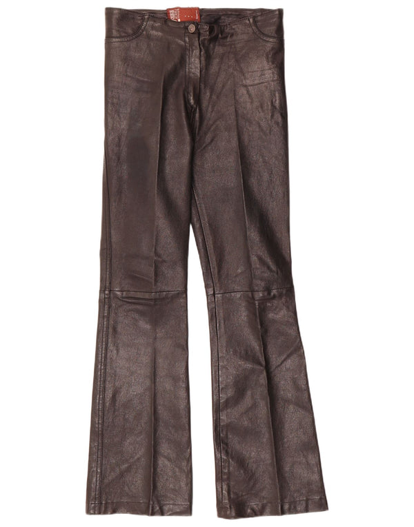 Vintage Womens Flare Leather Trousers W28 L30 Black