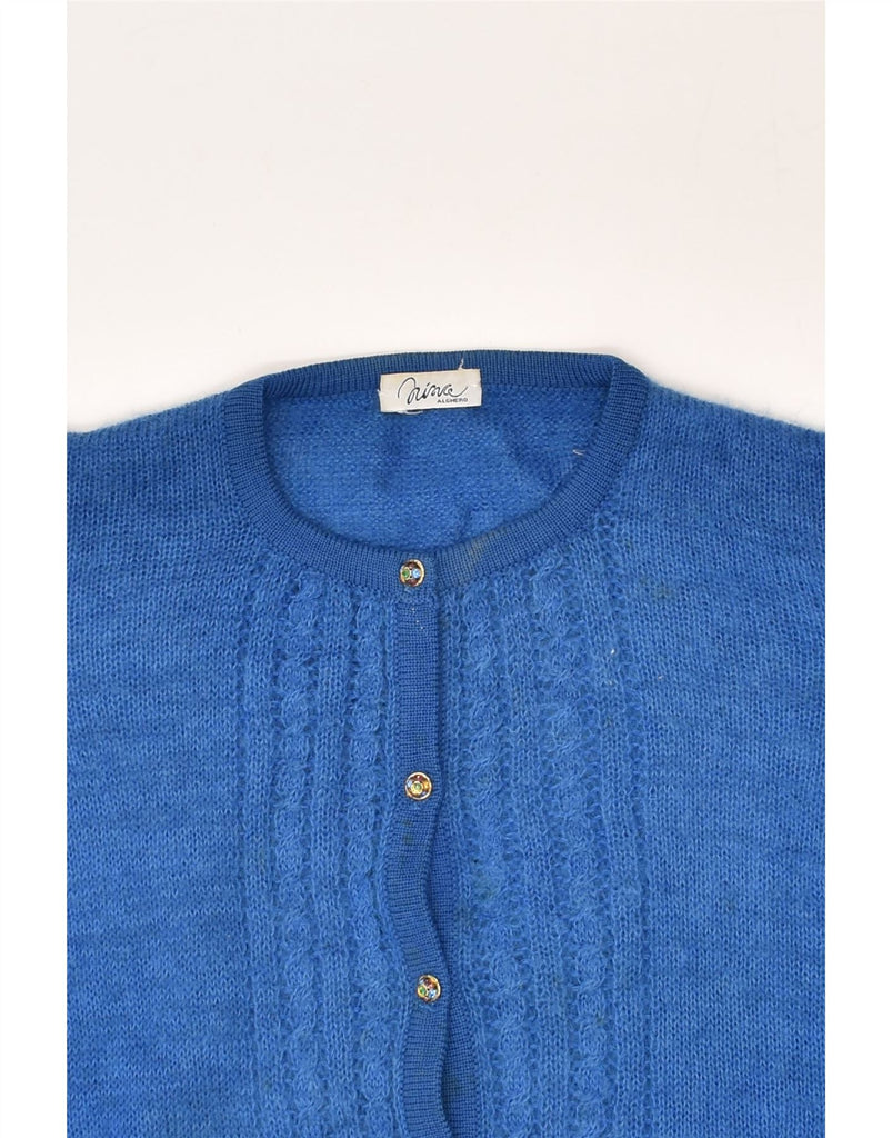 VINTAGE Womens Cardigan Sweater UK 16 Large Blue Mohair | Vintage Vintage | Thrift | Second-Hand Vintage | Used Clothing | Messina Hembry 