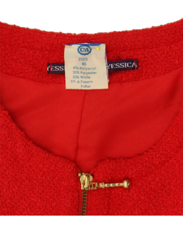 YESSICA Womens Blazer Jacket EU 46 XL Red Acrylic Vintage Yessica and Second-Hand Yessica from Messina Hembry 