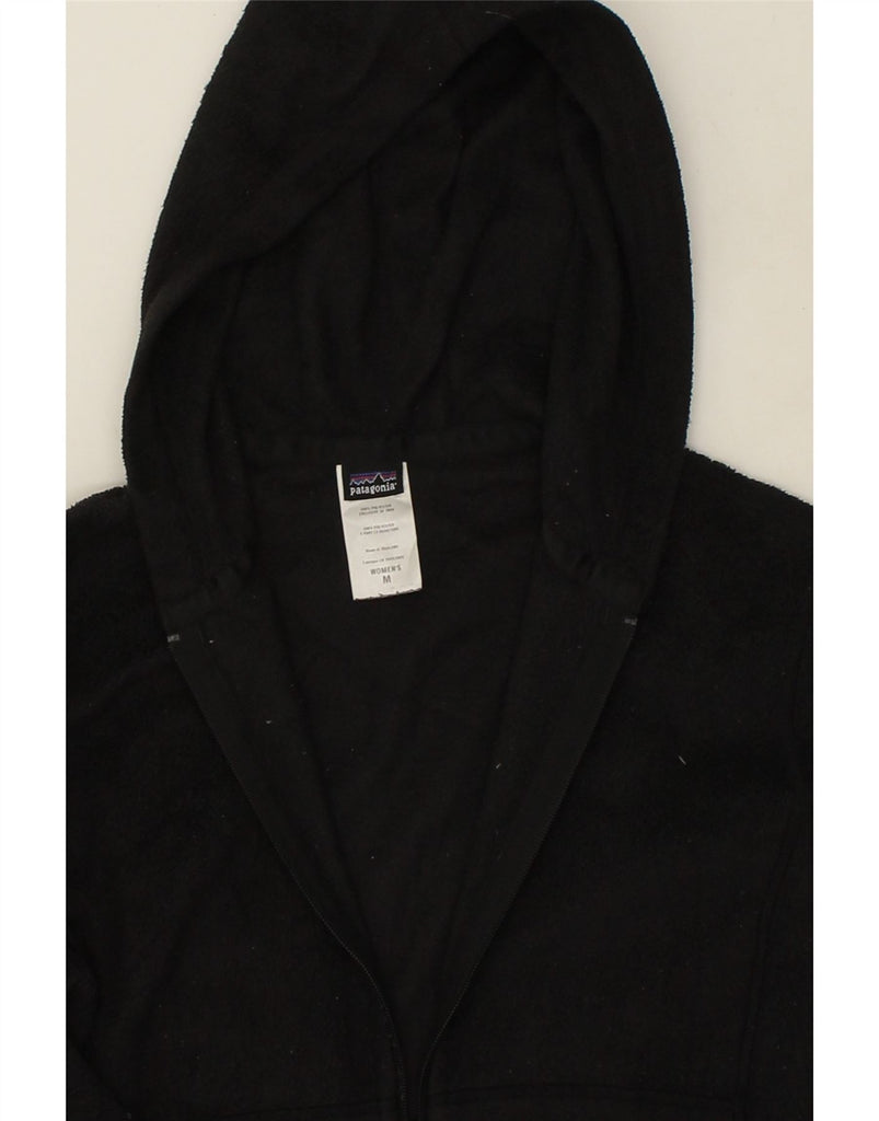 PATAGONIA Womens Hooded Fleece Jacket UK 14 Medium Black Polyester | Vintage Patagonia | Thrift | Second-Hand Patagonia | Used Clothing | Messina Hembry 