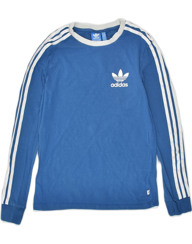 ADIDAS Womens Top Long Sleeve UK 6 XS Blue Cotton | Vintage Adidas | Thrift | Second-Hand Adidas | Used Clothing | Messina Hembry 