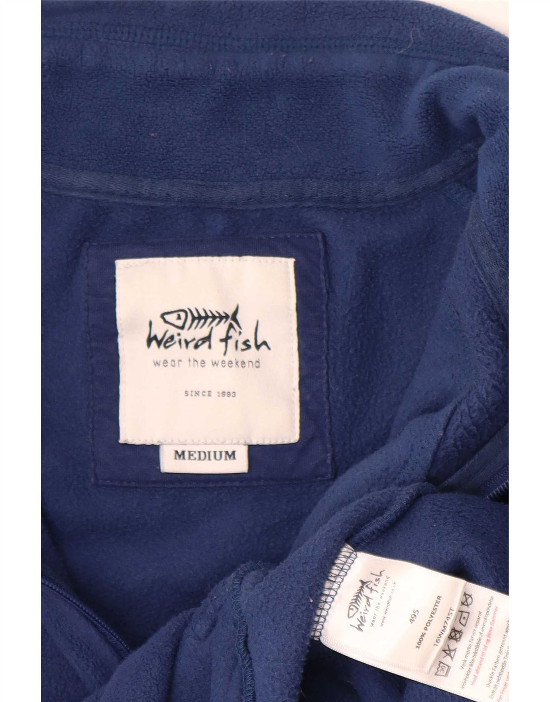 Weird Fish Mens Fleece Jacket UK 38 Medium Navy Blue Polyester
