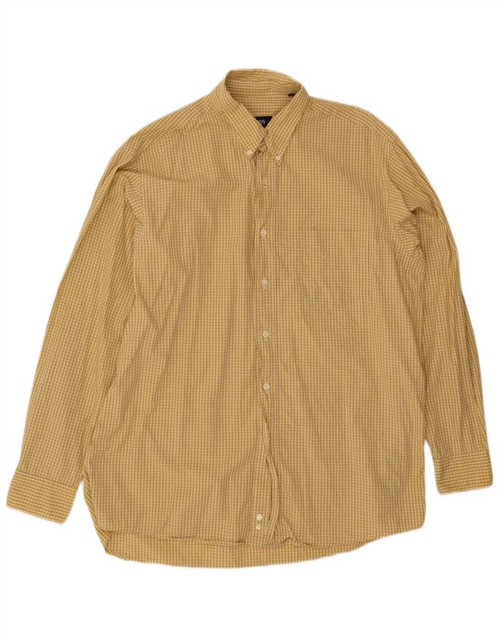Hugo Boss Mens Shirt Large Yellow Check