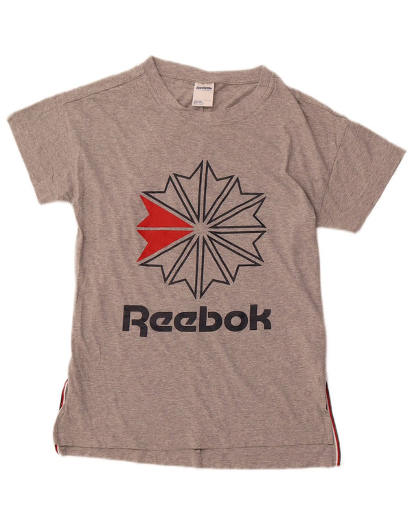 REEBOK Womens Classic Graphic T-Shirt Top UK 12 Medium Grey Cotton