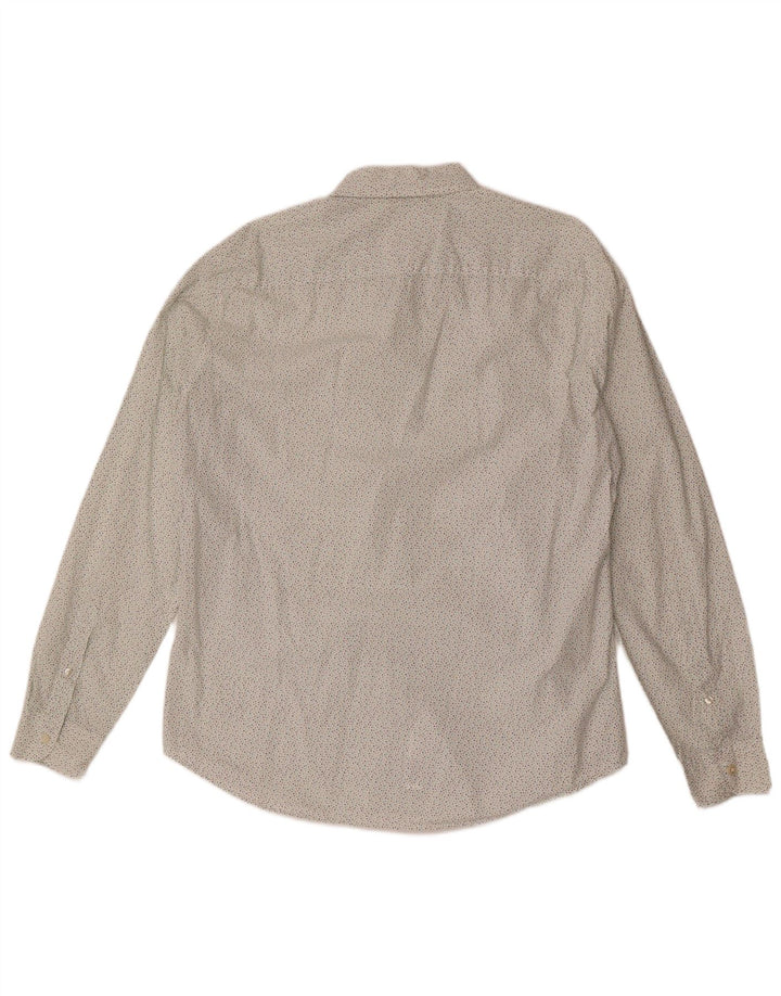 BENETTON Mens Slim Fit Shirt Large White Spotted