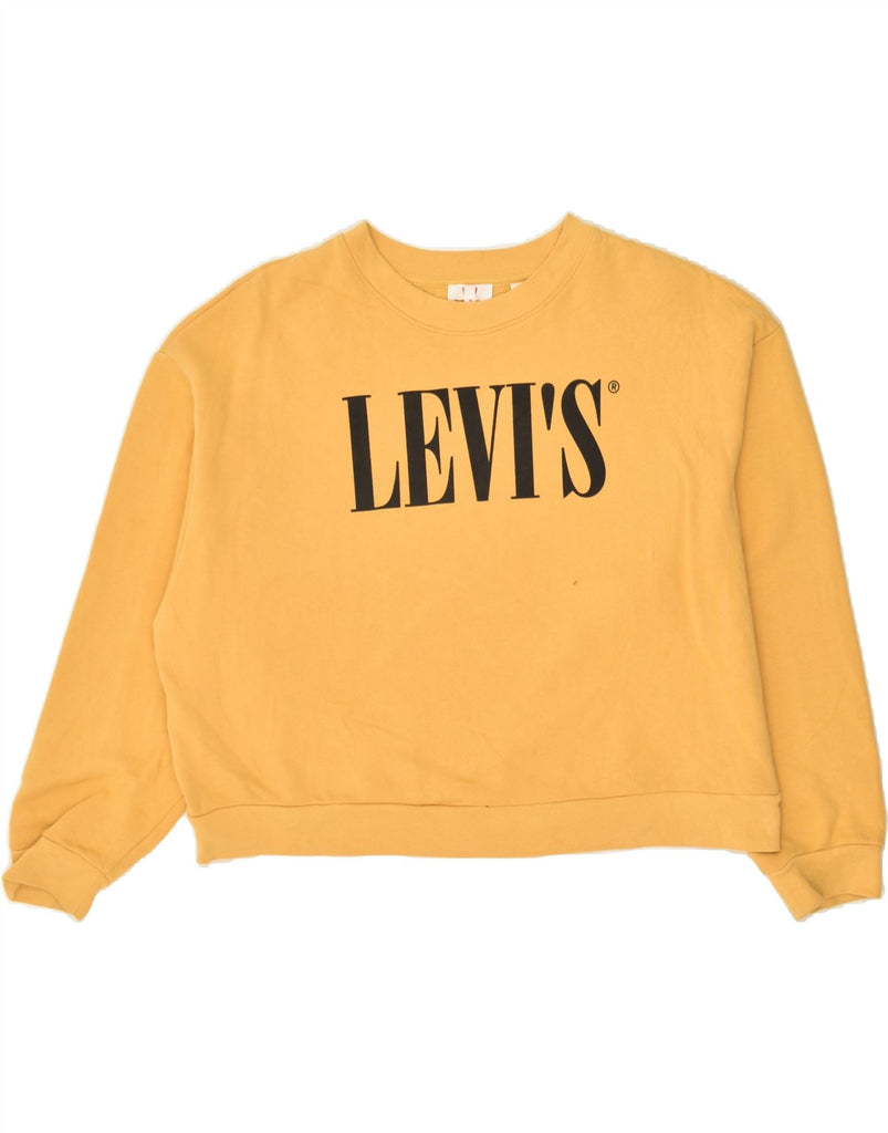 LEVI'S Womens Oversized Graphic Sweatshirt Jumper UK 14 Medium Yellow | Vintage Levi's | Thrift | Second-Hand Levi's | Used Clothing | Messina Hembry 