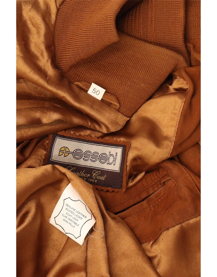 Essebi Mens Suede Bomber Jacket EU 50 Large Beige Leather
