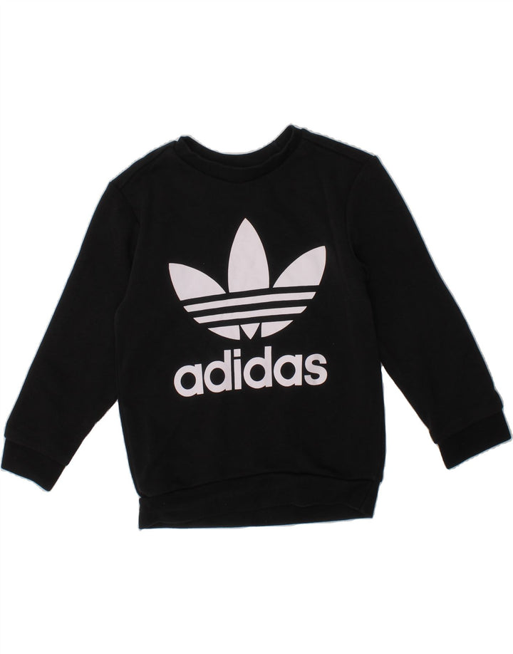 ADIDAS Boys Graphic Sweatshirt Jumper 3-4 Years Black Cotton Vintage Adidas and Second-Hand Adidas from Messina Hembry 
