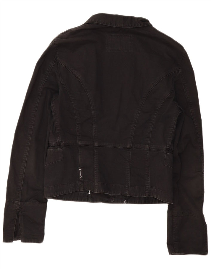 Armani Jeans Womens Crop 3 Button Blazer Jacket IT 44 Medium Black Cotton