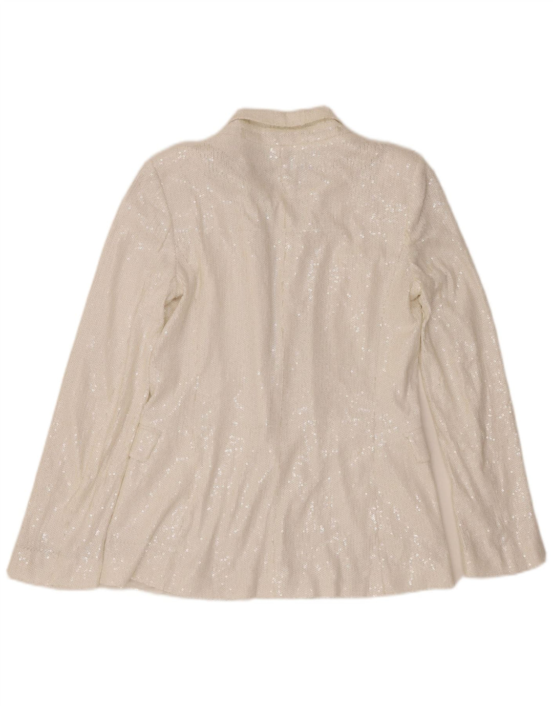 Zara Womens 1 Button Sequin Blazer Jacket UK 10 Small White