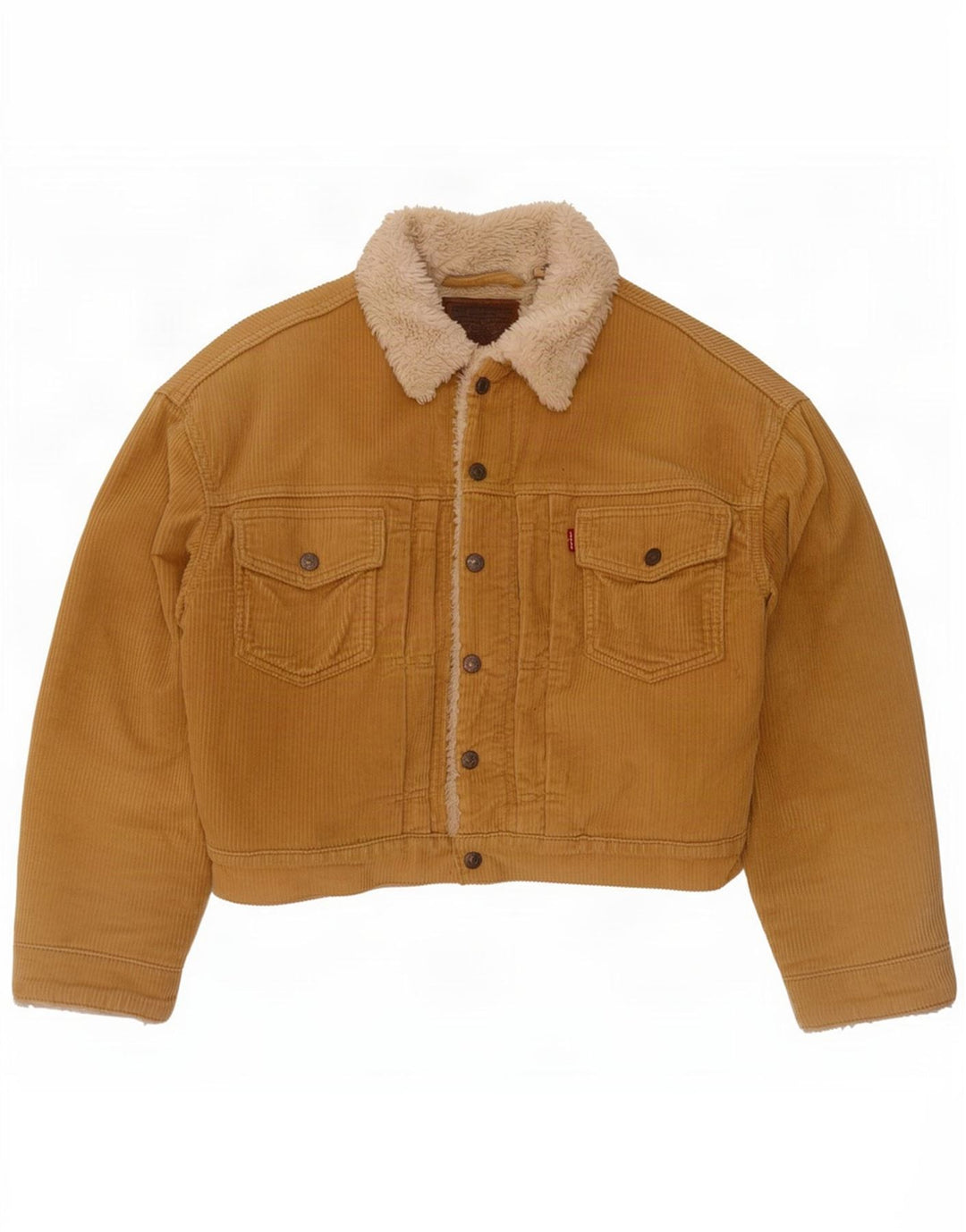 Levi's Womens Oversized Crop Sherpa Corduroy Jacket UK 10 Small Beige