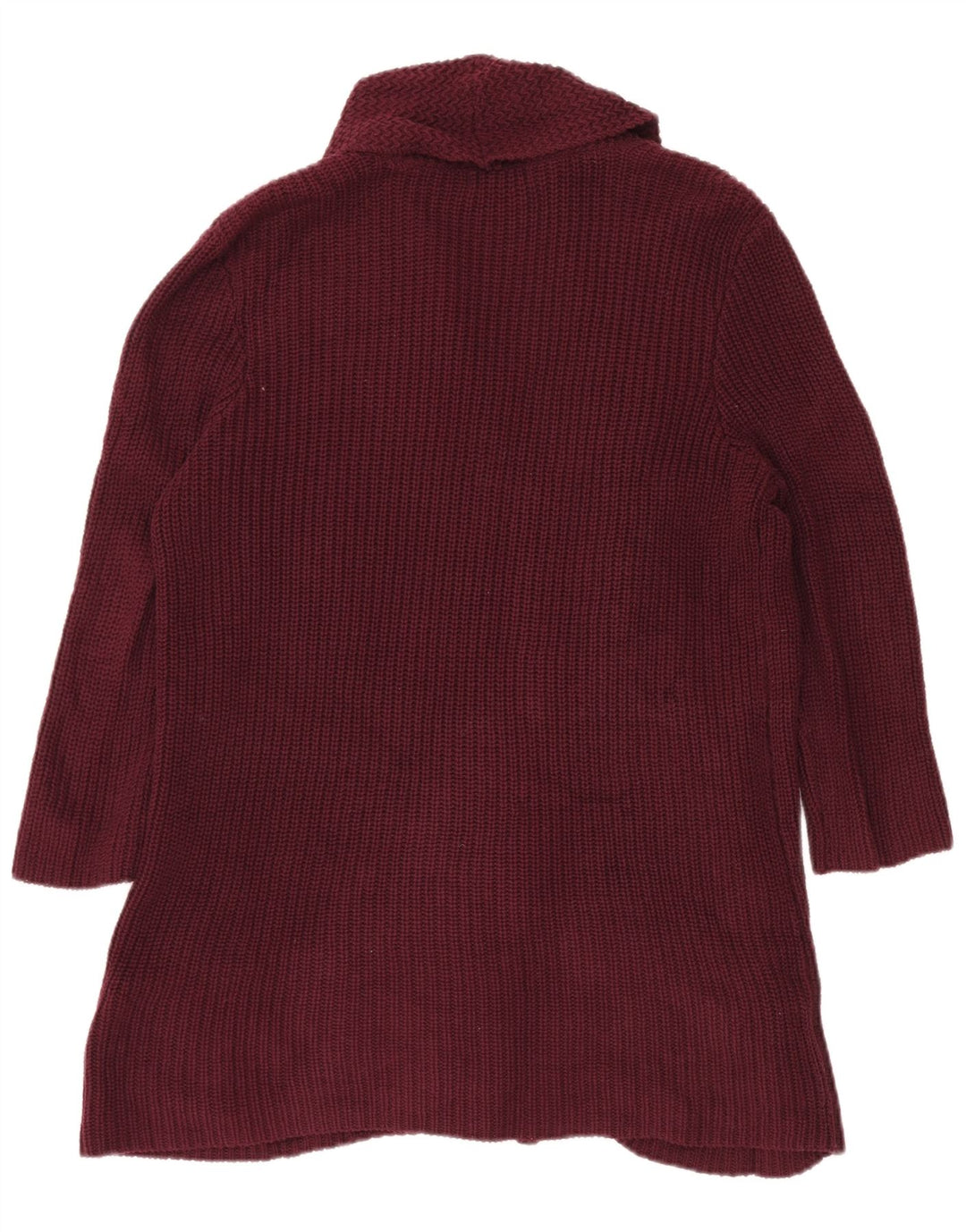 Chaps Womens Longline Open Cardigan Sweater UK 16 Large Maroon Cotton