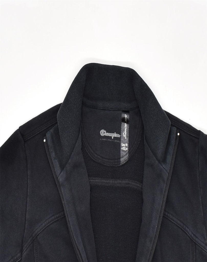 CHAMPION Womens Tracksuit Top Jacket UK 18 XL Black Cotton | Vintage | Thrift | Second-Hand | Used Clothing | Messina Hembry 
