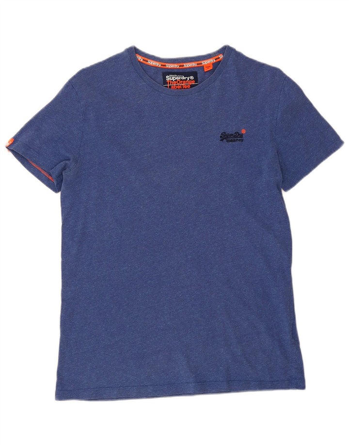 Superdry Mens T-Shirt Top Small Blue Flecked Cotton