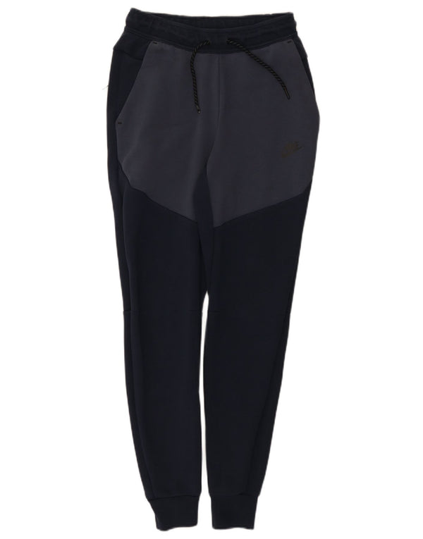 Nike Mens Tracksuit Trousers Joggers XS Navy Blue Colourblock Cotton