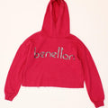 BENETTON Girls Crop Graphic Hoodie Jumper 10-11 Years Pink Vintage Benetton and Second-Hand Benetton from Messina Hembry 