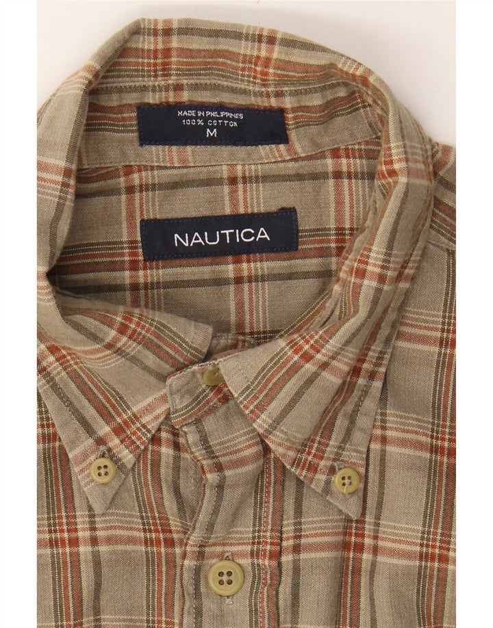 NAUTICA Mens Flannel Shirt Medium Brown Check Cotton Vintage Nautica and Second-Hand Nautica from Messina Hembry 