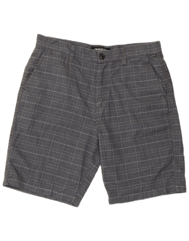 Quiksilver Mens Regular Chino Shorts W32 Medium Navy Blue Check Polyester