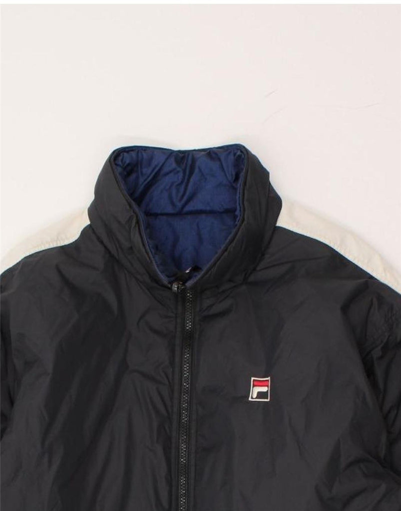 FILA Mens Graphic Reversible Windbreaker Jacket IT 50 Large Black Vintage Fila and Second-Hand Fila from Messina Hembry 