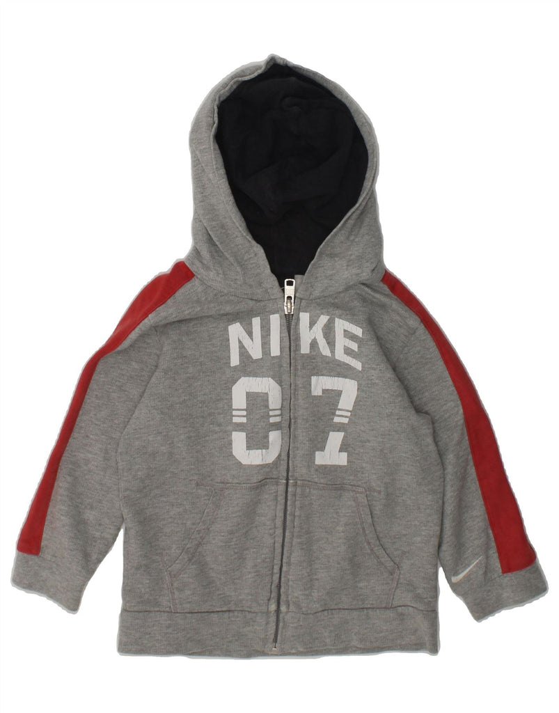 NIKE Baby Boys Graphic Zip Hoodie Sweater 12-18 Months Grey Cotton | Vintage Nike | Thrift | Second-Hand Nike | Used Clothing | Messina Hembry 