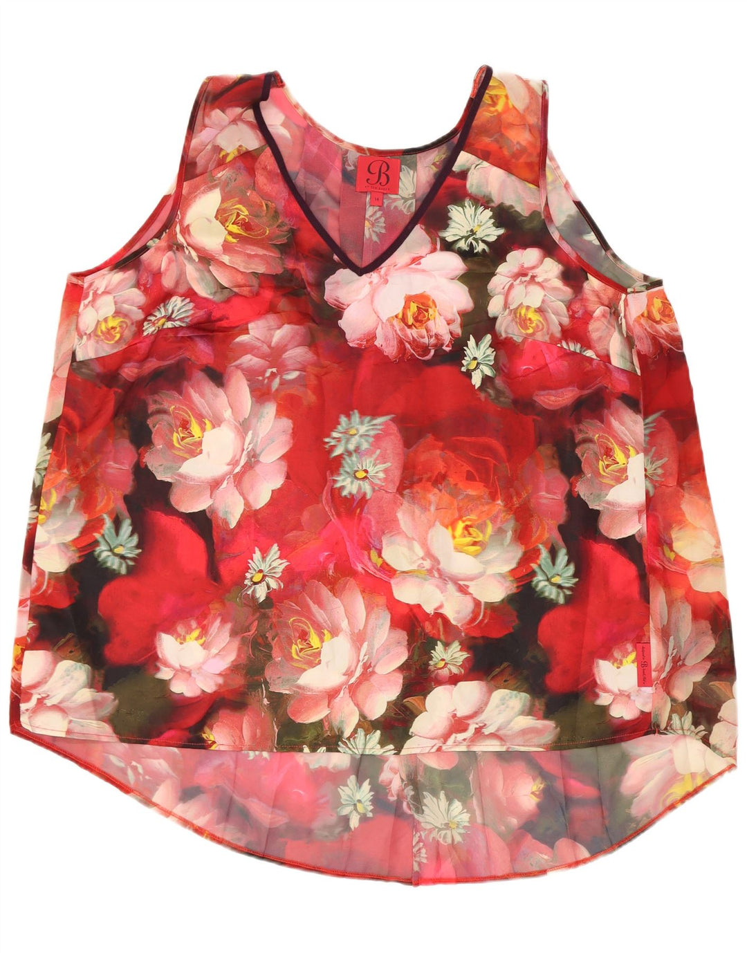 Ted Baker Womens Blouse Top UK 14 Large Red Floral Polyester