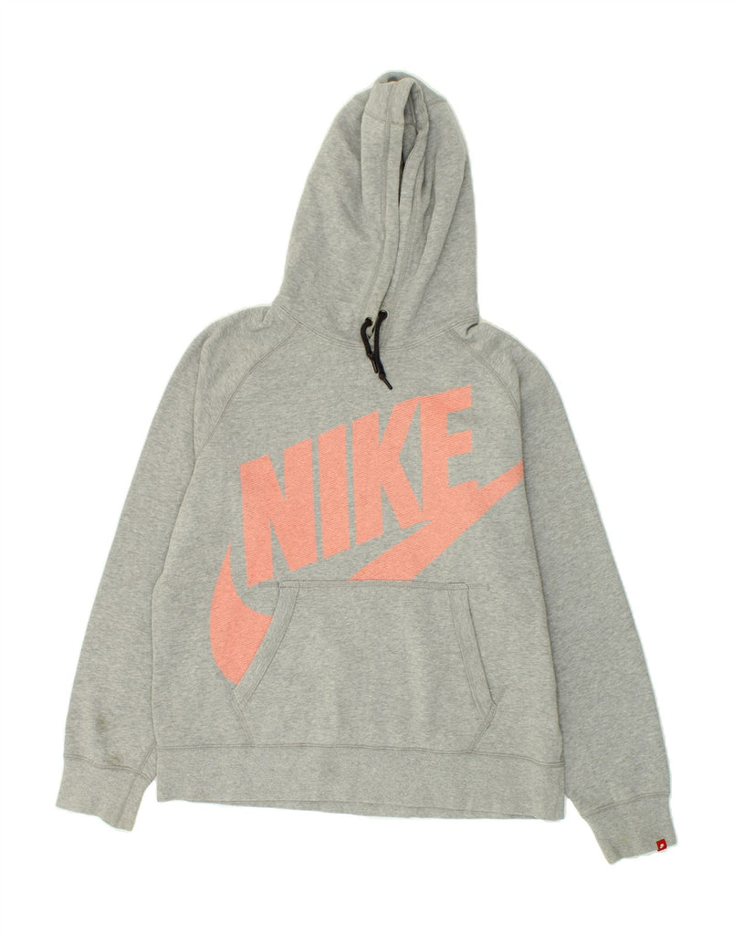 NIKE Mens Graphic Hoodie Jumper Large Grey Flecked Cotton | Vintage Nike | Thrift | Second-Hand Nike | Used Clothing | Messina Hembry 