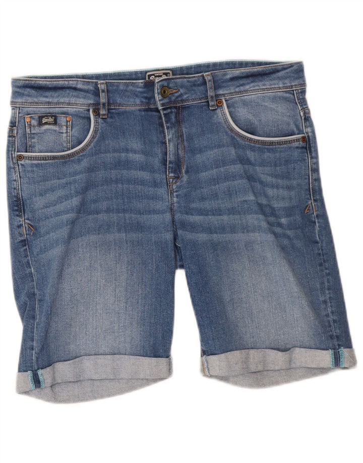 Superdry Womens Denim Shorts W34 Large Blue Cotton