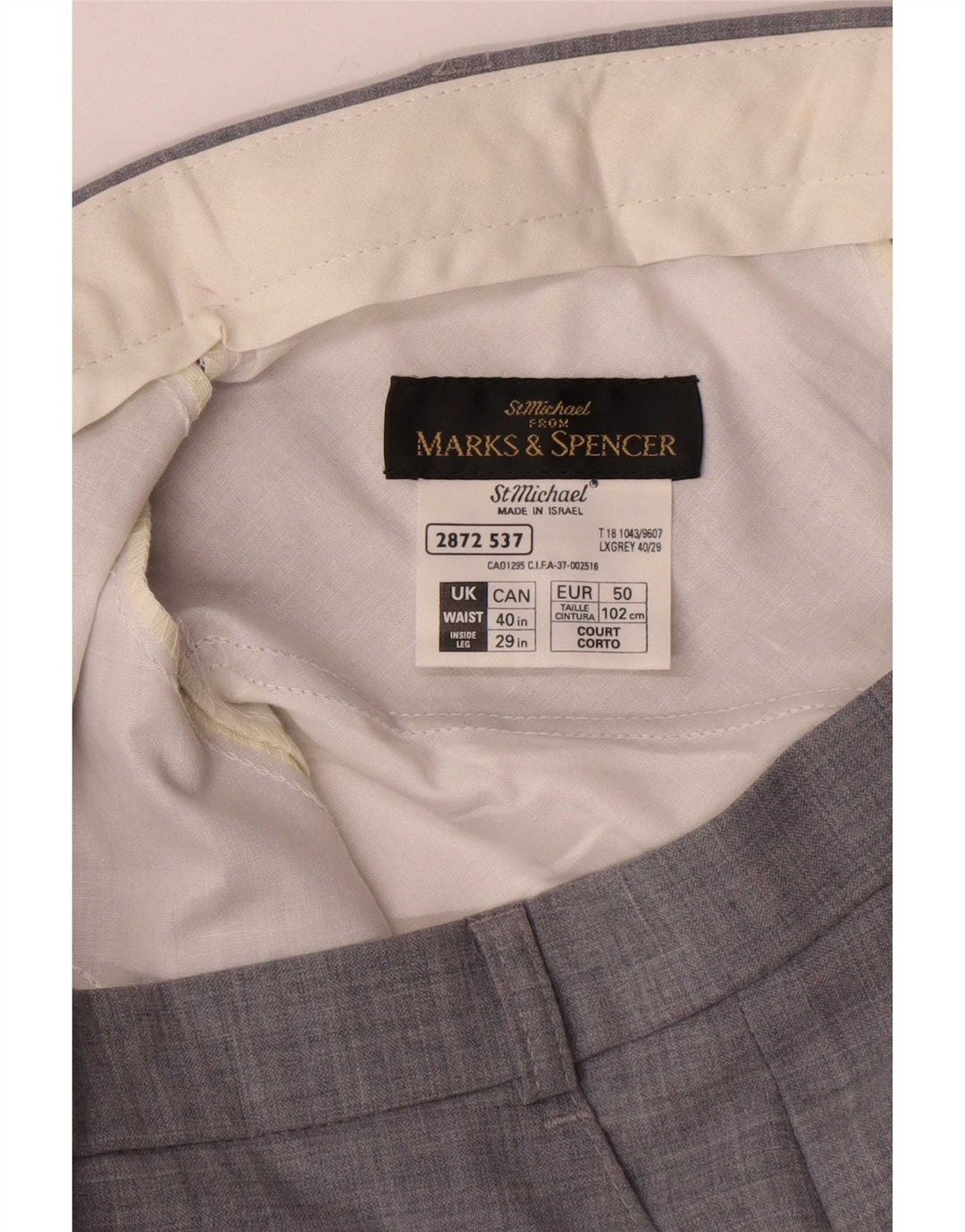 Marks & Spencer Mens Straight Suit Trousers W40 L29 Grey Polyester