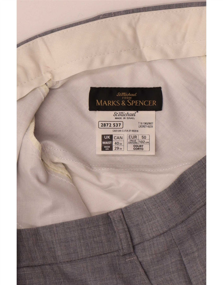 Marks & Spencer Mens Straight Suit Trousers W40 L29 Grey Polyester