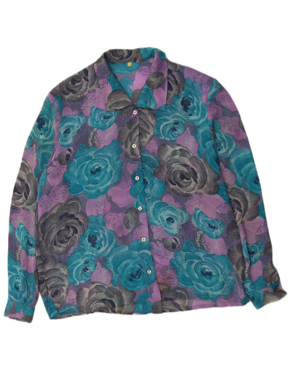 VINTAGE Womens Shirt Blouse UK 18 XL Multicoloured Floral