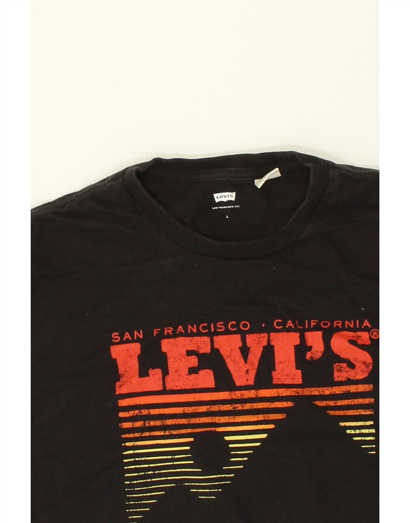 LEVI'S Womens Graphic T-Shirt Top UK 16 Large Black Cotton | Vintage Levi's | Thrift | Second-Hand Levi's | Used Clothing | Messina Hembry 