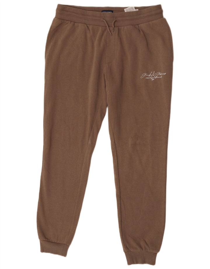 Jack & Jones Mens Tracksuit Trousers Joggers Large Brown Cotton