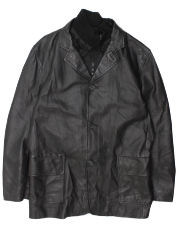 Conbipel Mens Leather Jacket IT 48 Medium Black Leather