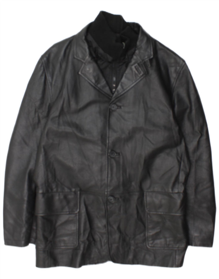 Conbipel Mens Leather Jacket IT 48 Medium Black Leather