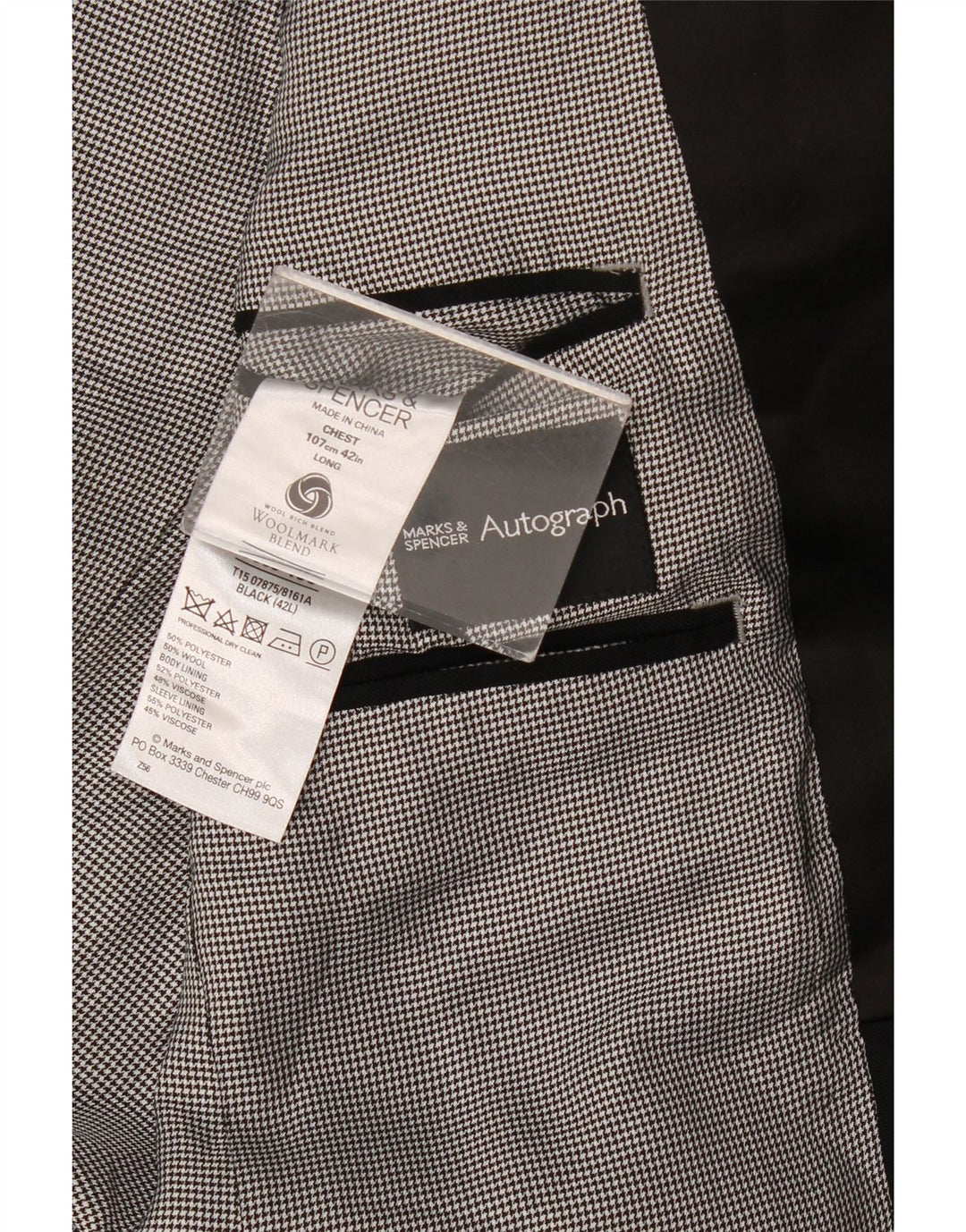 Marks & Spencer Mens Autograph 2 Button Blazer Jacket UK 42 XL Black