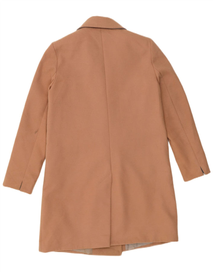 Topshop Womens Double Breasted Coat UK 12 Medium Beige Polyester