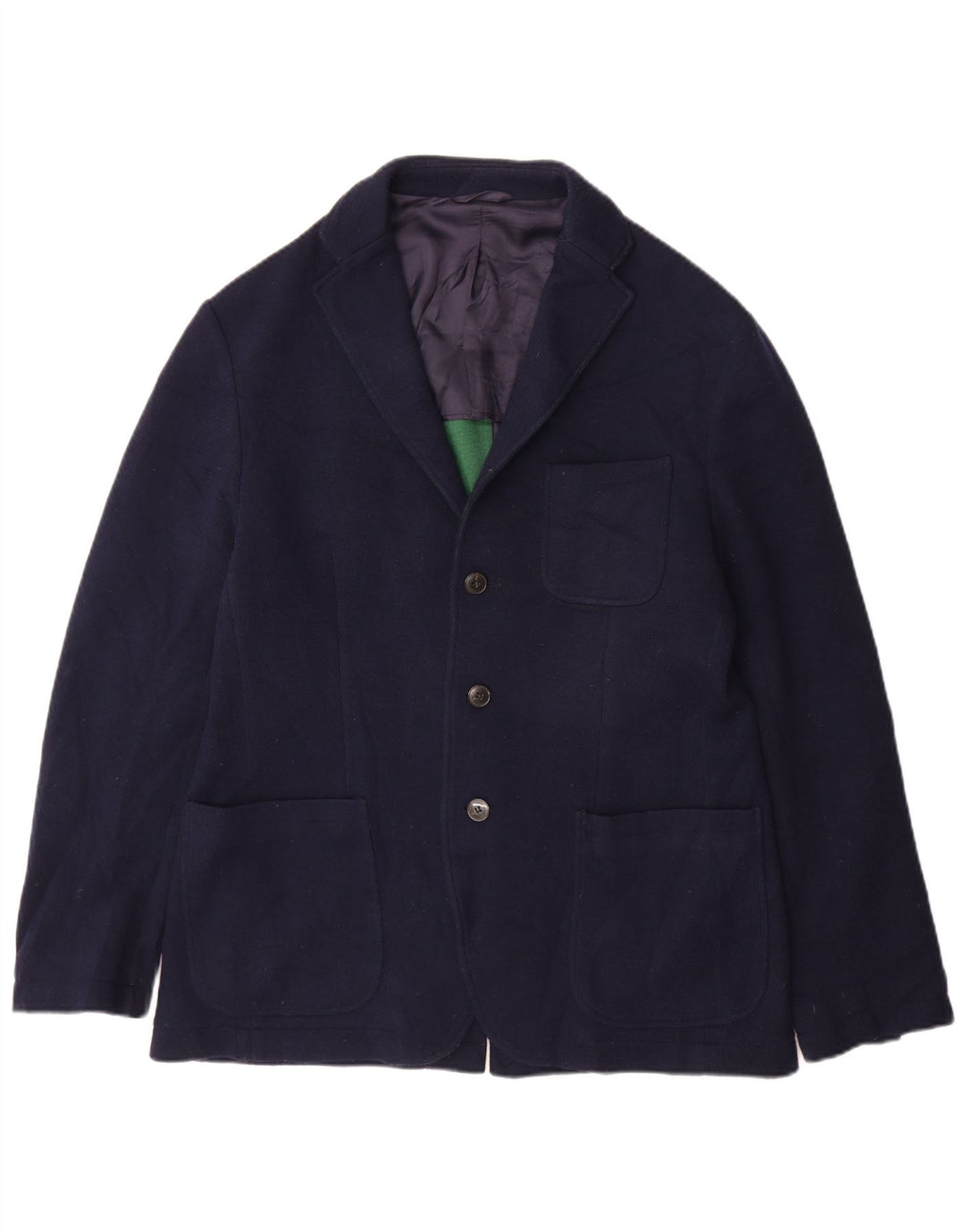 Fred Perry Mens 3 Button Blazer Jacket IT 42 XL Navy Blue Cotton